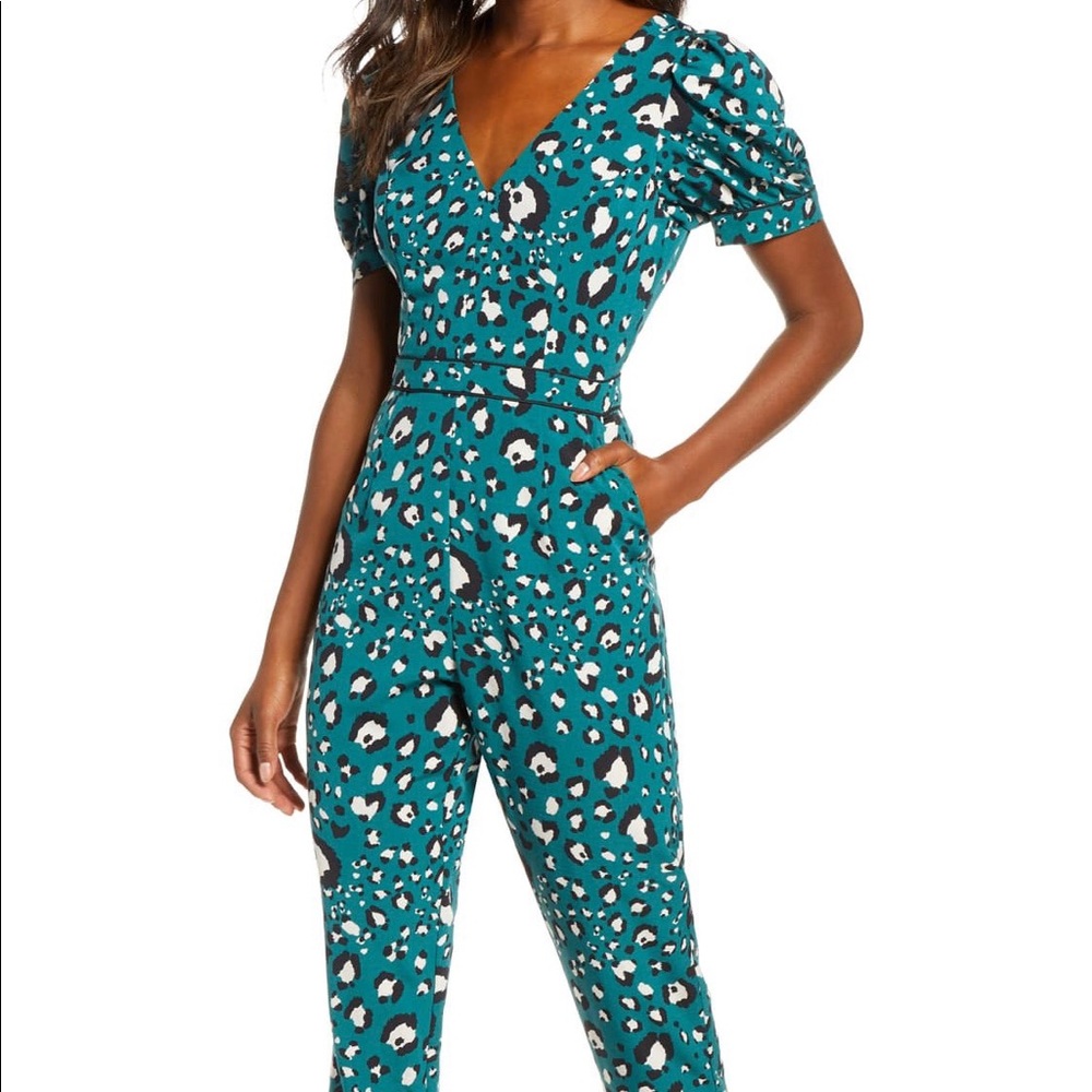 Adelyn Rae Green Leopard Jumpsuit